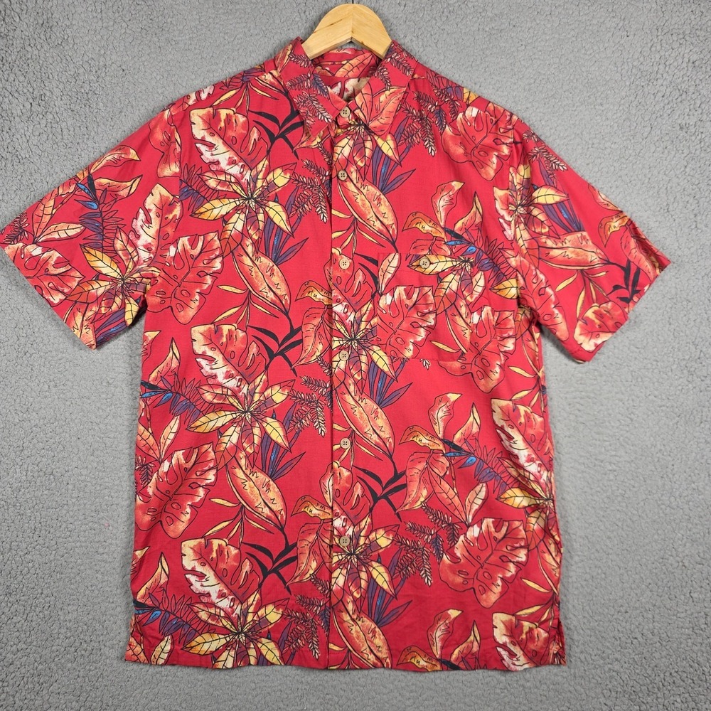 Joe Marlin Shirt Mens Size Medium Pink Paradise Floral Cotton Rayon Blend Tweed